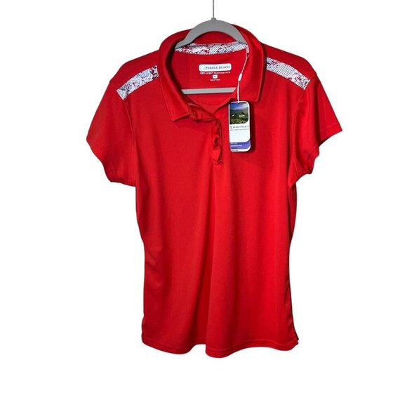 Pebble Beach Womens Polo Golf Shirt W/ Lace & Dry-Luxe Performance size XL - Picture 1 of 6